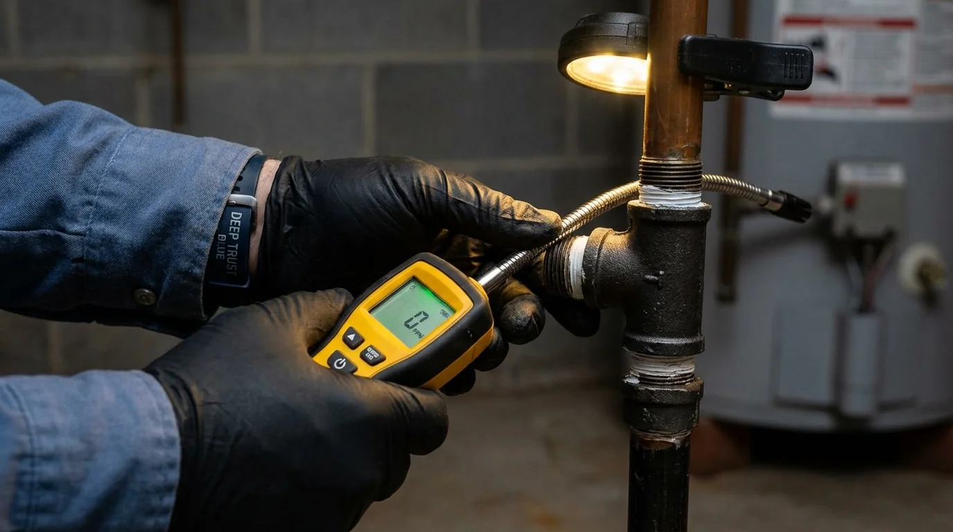 Gas leak detection with electronic sniffer by Johns Plumbing LLC in Severn